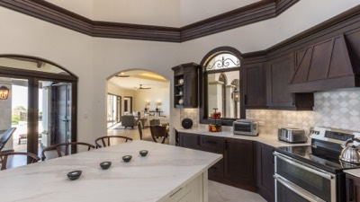 The kitchen from the dining side