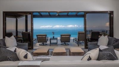 The terrace loungers seen from the main bedroom