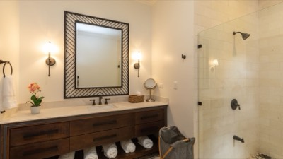 The bathroom vanity