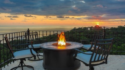 The fire pit at dusk