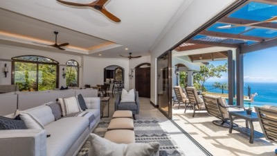 The living room opening onto the terrace