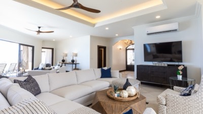The living room from the far end
