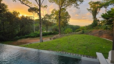 The infinity pool at sunset