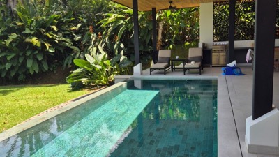 The pool seen from the garden