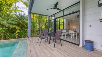 The deck beside the pool