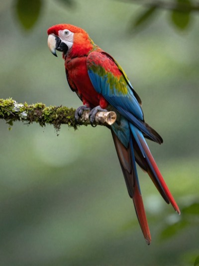 A scarlet macaw in the canopy