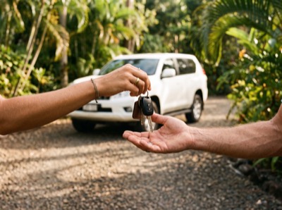 Handing over the keys to a rental 4x4